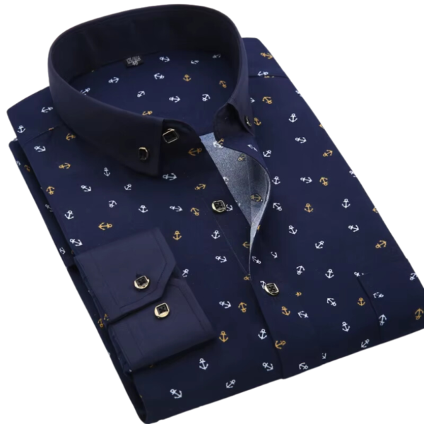 Camisa Slim manga longa, Estampa Fina. - Imagem 3