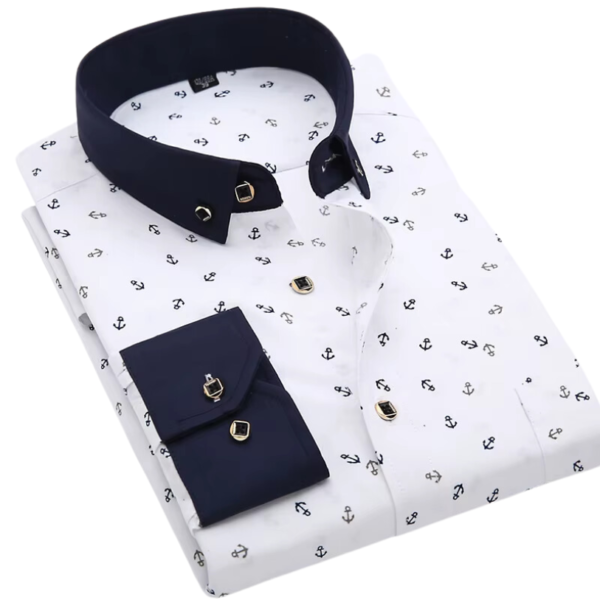 Camisa Slim manga longa, Estampa Fina. - Imagem 5