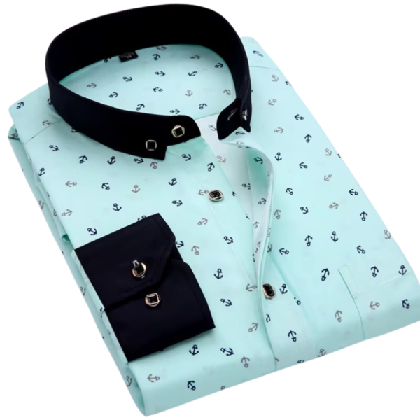 Camisa Slim manga longa, Estampa Fina. - Imagem 8