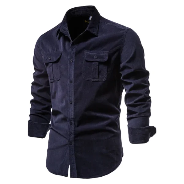 Camisa Masculina,  100% Algodão, Veludo, Slim. - Imagem 3