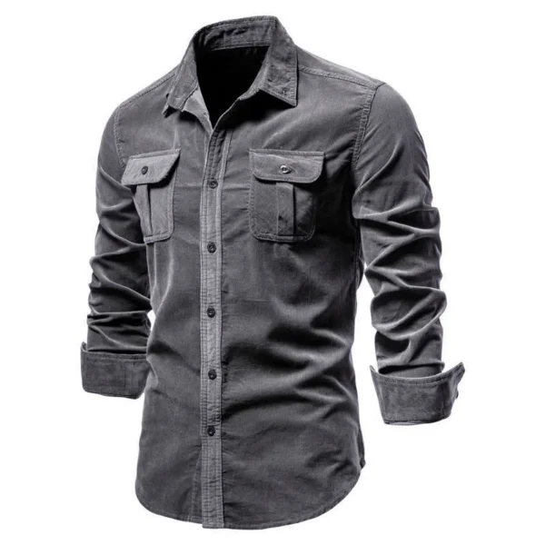 Camisa Masculina,  100% Algodão, Veludo, Slim. - Imagem 9