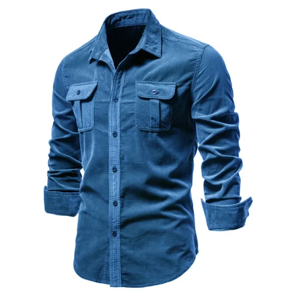 Camisa Masculina,  100% Algodão, Veludo, Slim. - Imagem 10