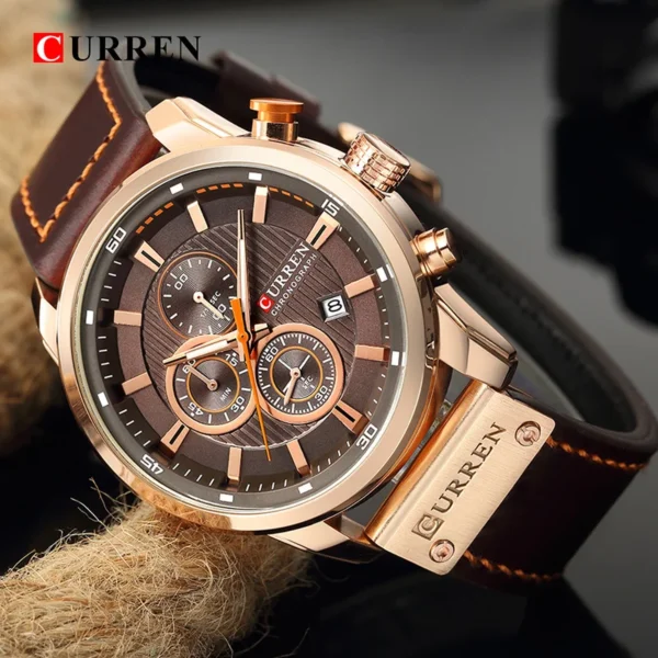 Relógio Curren de couro masculino, quartzo, militar, cronógrafo Feito para Homem - Imagem 3