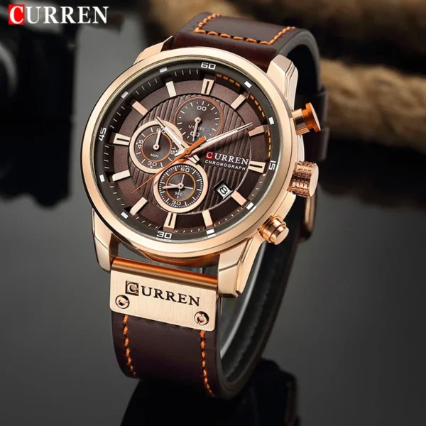 Relógio Curren de couro masculino, quartzo, militar, cronógrafo Feito para Homem - Imagem 2