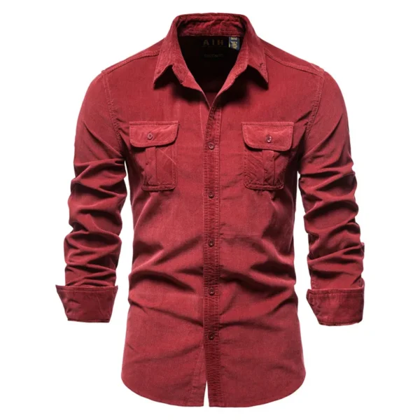 Camisa Masculina,  100% Algodão, Veludo, Slim. - Imagem 12