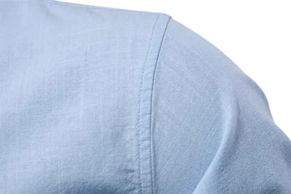 Camisa Masculina monocromática, 100% algodão, Gola alta. - Imagem 11