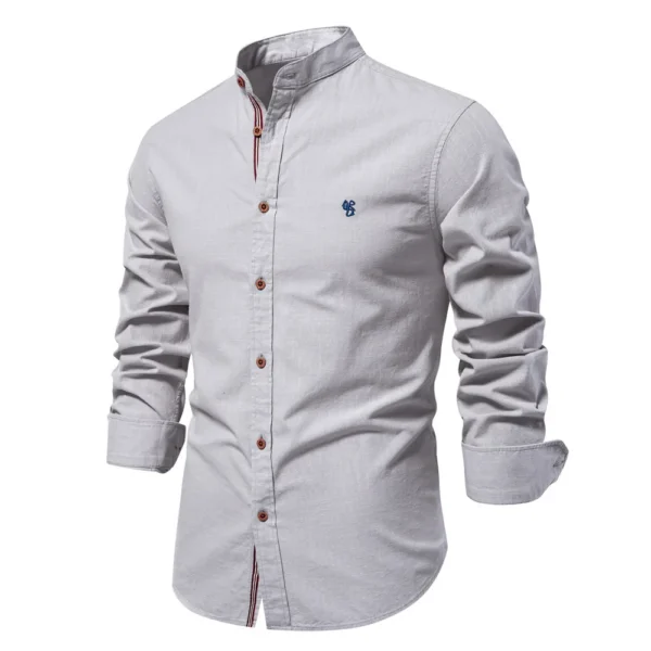 Camisa Masculina monocromática, 100% algodão, Gola alta. - Imagem 6