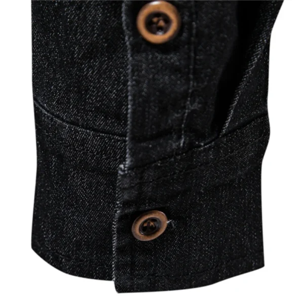 Camisa Denim De Algodão Elástico de Manga Longa, Estilo Cowboy Slim Fit. - Imagem 4