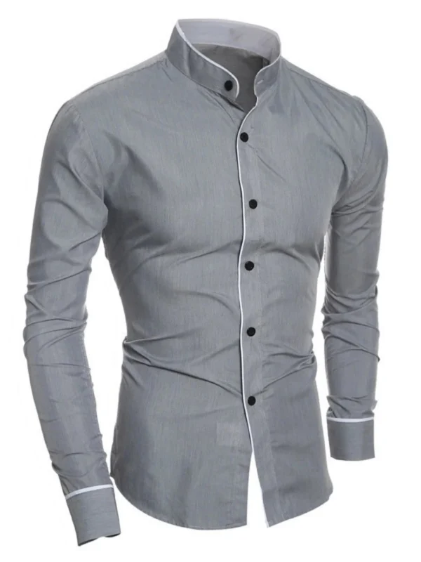 Camisa Monocromática de manga comprida, Gola alta. - Imagem 3
