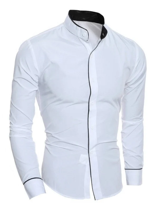 Camisa Monocromática de manga comprida, Gola alta. - Imagem 2
