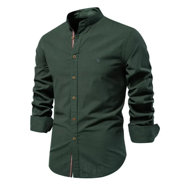 Camisa Masculina monocromática, 100% algodão, Gola alta. - Imagem 8