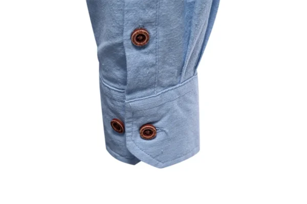 Camisa Masculina monocromática, 100% algodão, Gola alta. - Imagem 14