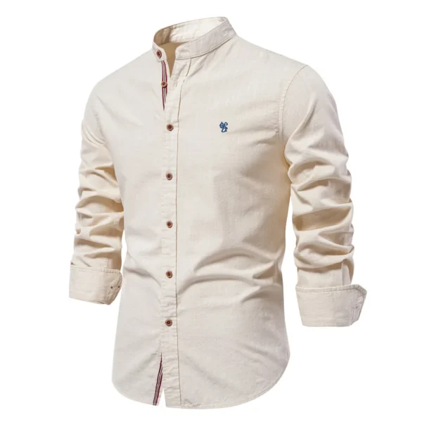 Camisa Masculina monocromática, 100% algodão, Gola alta. - Imagem 5